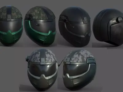 Helmets scifi military combat soldier fantasy pack 3 models  Low-poly 3D model