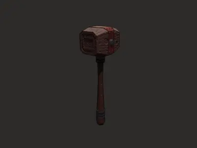 3D MEDIEVAL WOODEN MALLET Low-poly 3D model