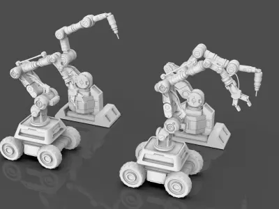 Industrial Robot Arms Pack Of 2 -Untextured 3D model