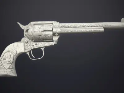 Colt Single Action Army - Peacemaker - Engraved Low-poly 3D model