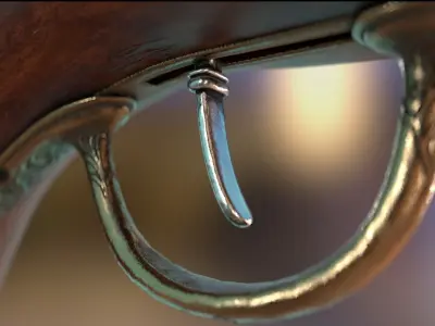 Pirate Flint Lock Gun Pistol Low-poly 3D model