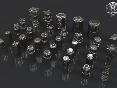 Sci-fi Hard Surface kitbash cylinder Low-poly 3D model