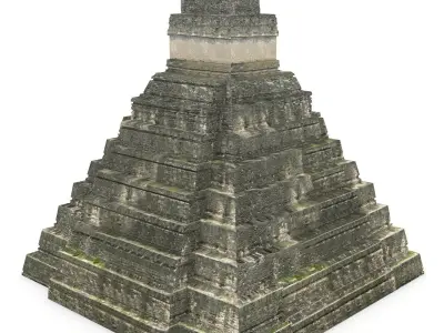 Tikal Temple 1 Low-poly 3D model