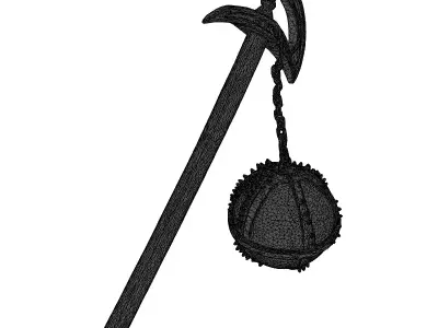 Rusty Medieval Flail 3D Model 3D model