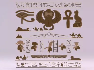 Egyptian Symbols - 039 Low-poly 3D model