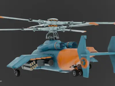 Futuristic Muscle Helicopter Low-poly 3D model