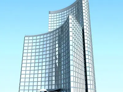 Detailed Glass office Building 86 3D model