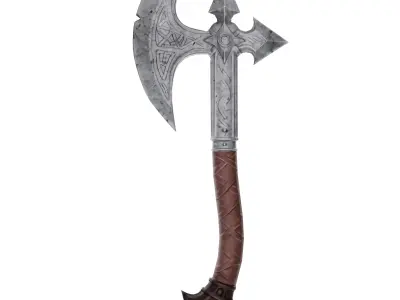 Medieval Fantasy Battle Axe Low-poly 3D model