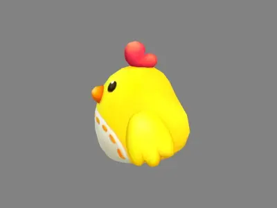 Cartoon chick doll Low-poly 3D model