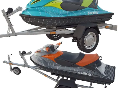  jet ski and trailer 3D model