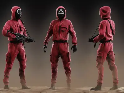 Squid Game soldier Low-poly 3D model