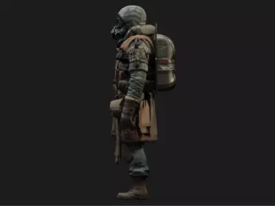 Dystopian Wasteland Scavenger Low-poly 3D model