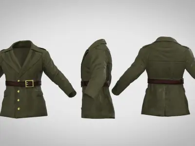 jacket military trench coat Low-poly 3D model