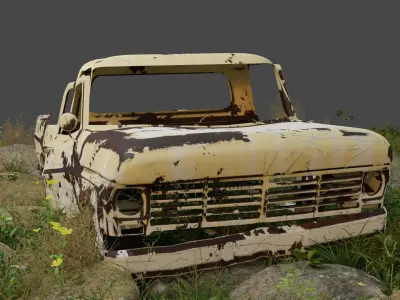 rusted car Free low-poly 3D model