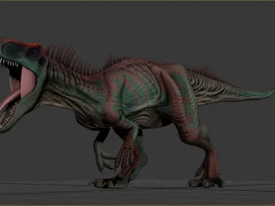 Allosaurus Dinosaur Rig and Animations Low-poly 3D model