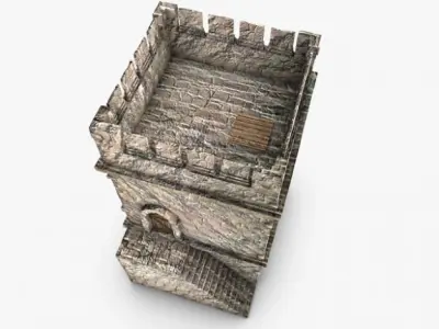 Crenelated Castle Tower 3D model