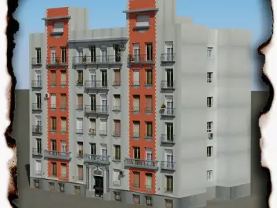 Building apartment - apartment Low-poly 3D model