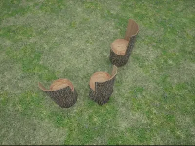 Stump Chair Low-poly 3D model