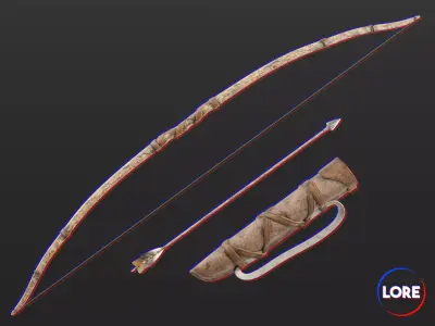 Medieval Crude Weapon Bow and Arrow Low-poly 3D model