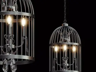 Beautiful Bird Cage Chandelier 3D model
