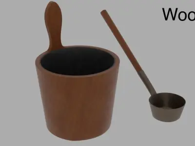 Sauna bucket and ladle Free 3D model
