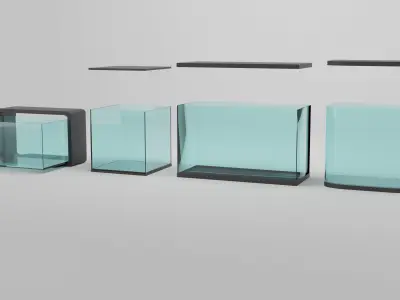 Aquarium tanks for home fish and room decoration  Low-poly 3D model