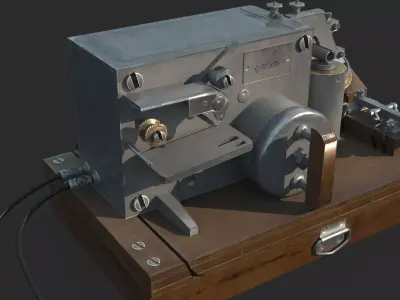 Old fashioned military telegraph machine 3D model