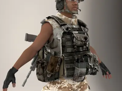 Soldier Black V2 Lite Not rigged 3D model