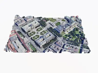 The Natural History Museum Vienna and Palace Low-poly 3D model