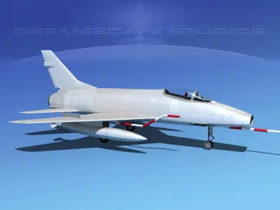 North American F-100D Super Sabre Bare Metal 3D model