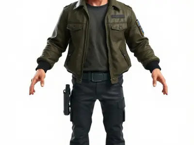 Military Operative Rigged and Animated D Character Model Low-poly 3D model