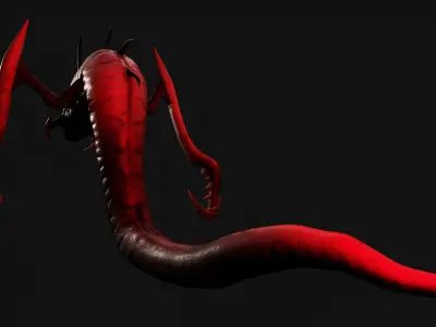 Alien Worm Creature Low-poly 3D model