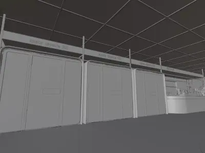 Futuristic Cyberpunk Cafe and Smart City Interior 3D model