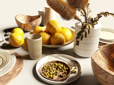 Lemons as part of the table setting 3D model