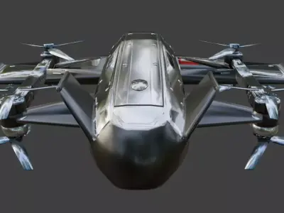 Futuristic Sci-Fi Drone Low Poly Game Ready Quadcopter 3D Model Low-poly 3D model