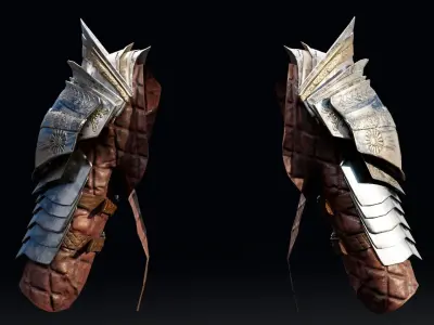 Female Knight Shoulder Armor Set LowPoly Low-poly 3D model