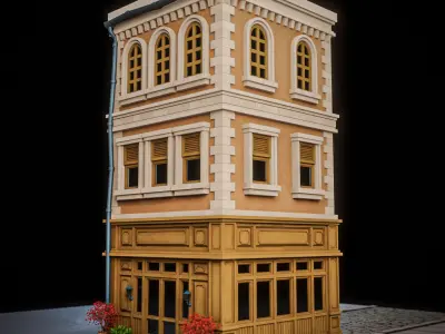 LOWPOLY CITY BUILDING STYLIZE 3 Low-poly 3D model