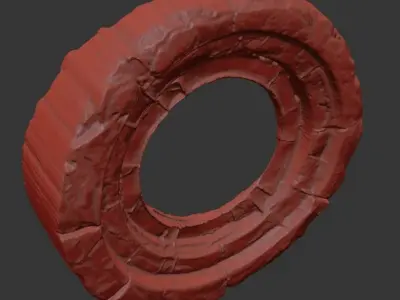Ancient Sci Fi Ring Circle Hole 3D model