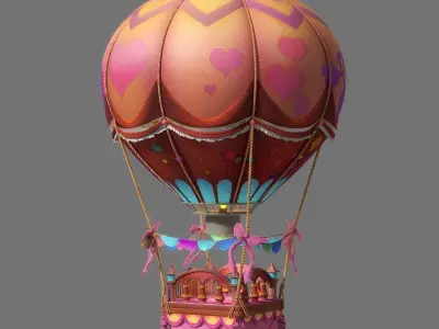 Cartoon Hot Air Balloon 3D model