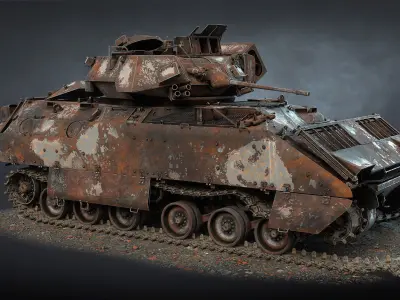 M2 Bradley Destroyed Low-poly 3D model