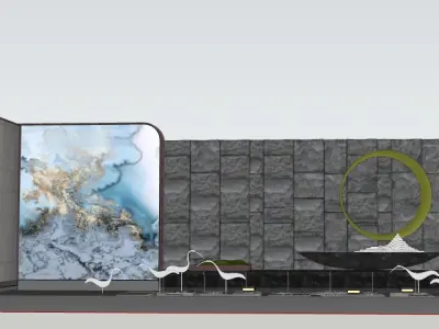 landscape wall-Chinese style-5 3D model