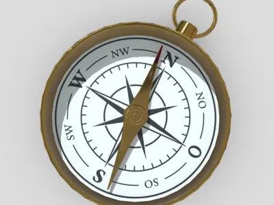 Compass gold Low-poly 3D model