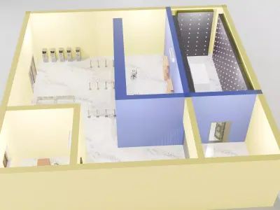 Modern Bank Interior Design Visualization Low-poly 3D model