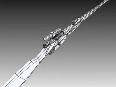 M91 30 Mosin Nagant with PU Scope Low-poly 3D model