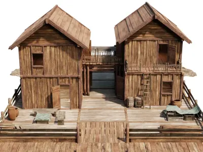 Old Lake House 27 PBR 4K GameReady Low-poly 3D model