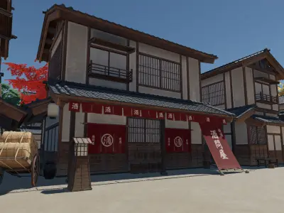 Old Japanese Town 3D model