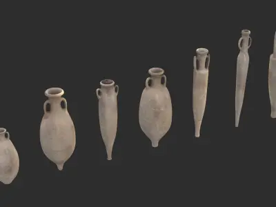 Amphora - Damaged Sand Terracotta Low-poly 3D model