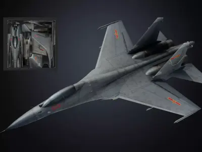  Chinese J16 fighter jet Hand painted  Low-poly  game model Low-poly 3D model
