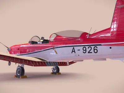Pilatus PC-7 Mk-I SAFRedWhite Low-poly 3D model