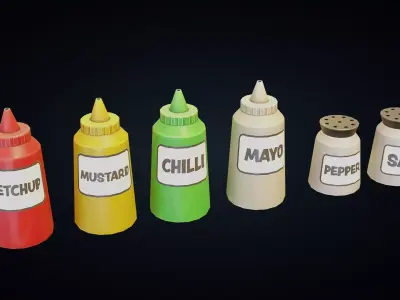 Condiments Ketchup Mustard Mayo - Stylized Kitchen Pack - Part 2 Low-poly 3D model
